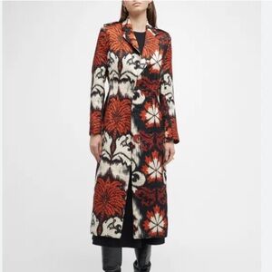 Johanna Ortiz Coming Together Palm-Jacquard Single-Breasted Long Coat